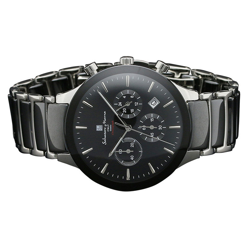 サルバトーレマーラ 腕時計 メンズ シルバー、ブラック Salvatore marra SM17121-SSBK 【国内正規品】