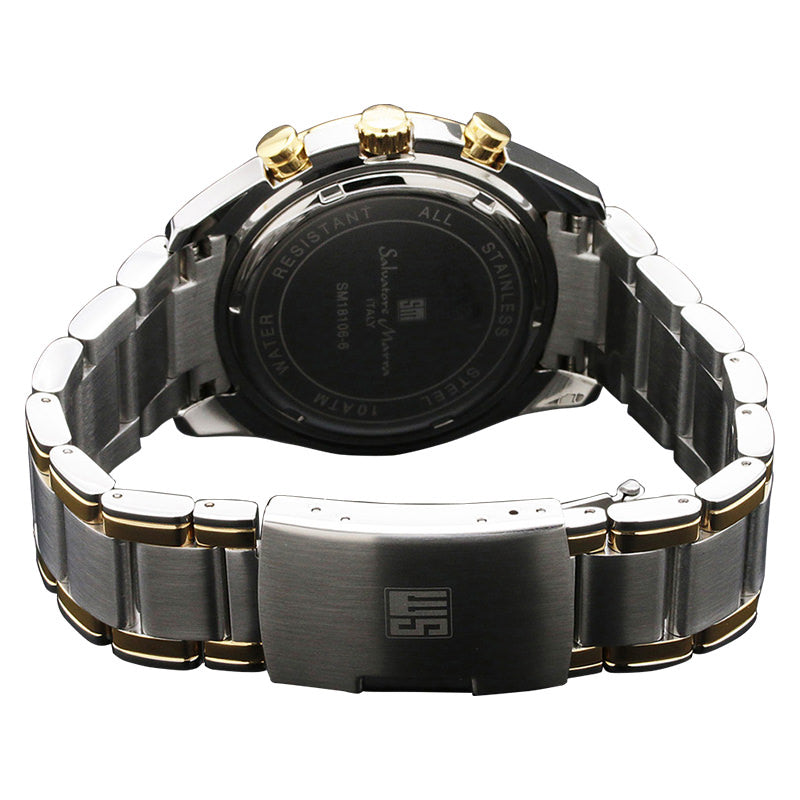 サルバトーレマーラ 腕時計 メンズ シルバー、ゴールド Salvatore marra SM18106-SSBLGD 【国内正規品】